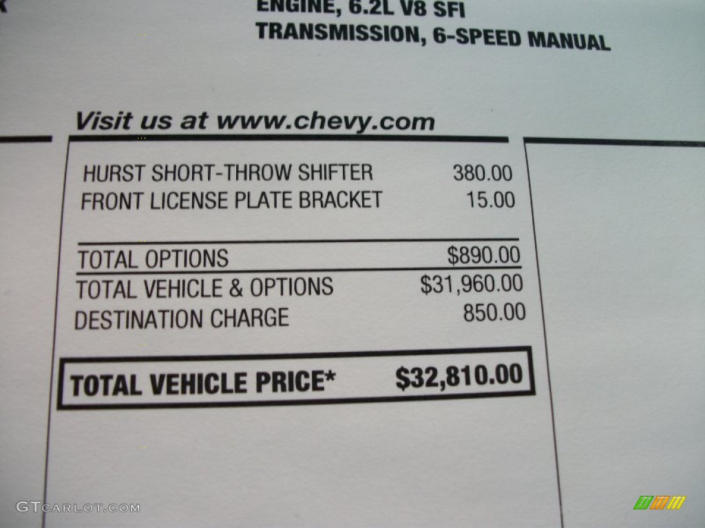 2011 Chevrolet Camaro SS Coupe Window Sticker Photo #51191182