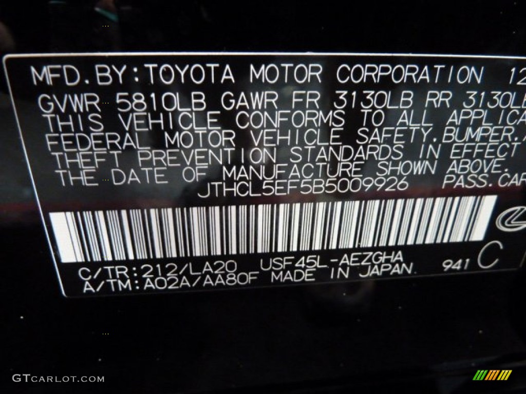 2011 LS Color Code 212 for Obsidian Black Photo #51194476