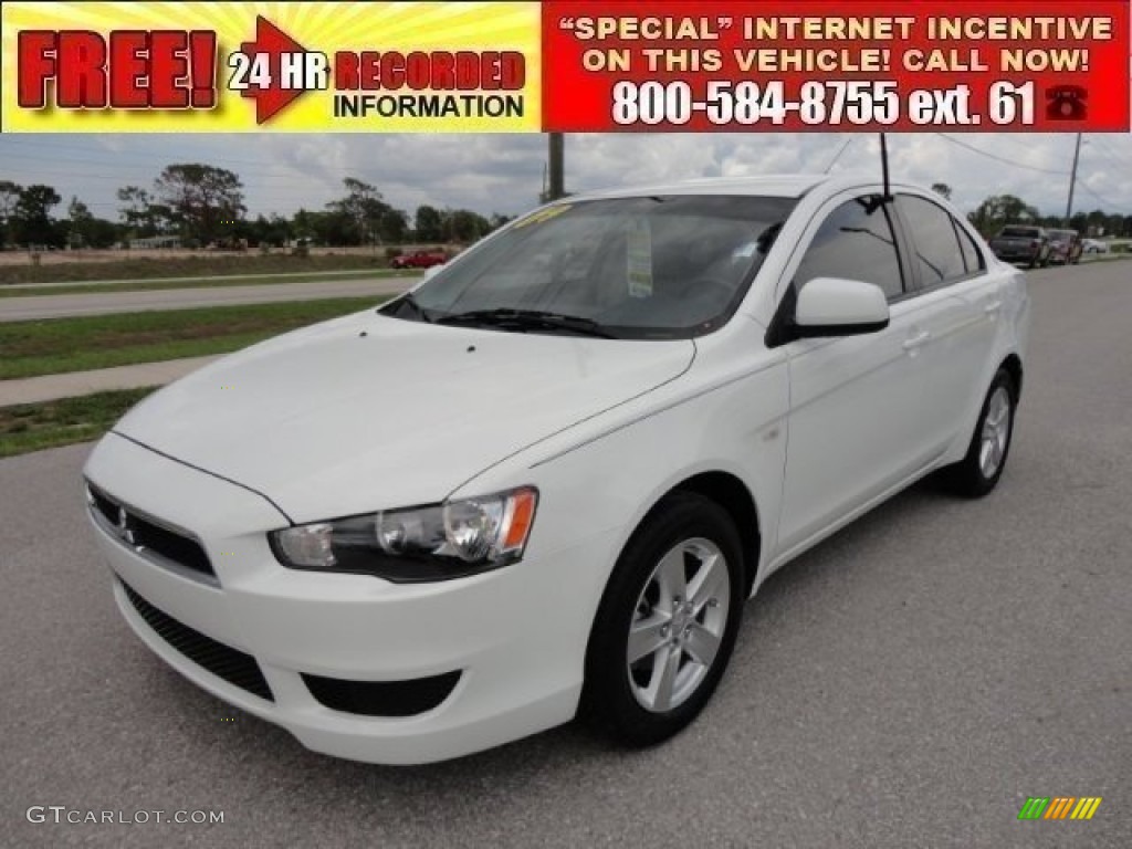 2009 Lancer ES - Wicked White Satin / Beige photo #1