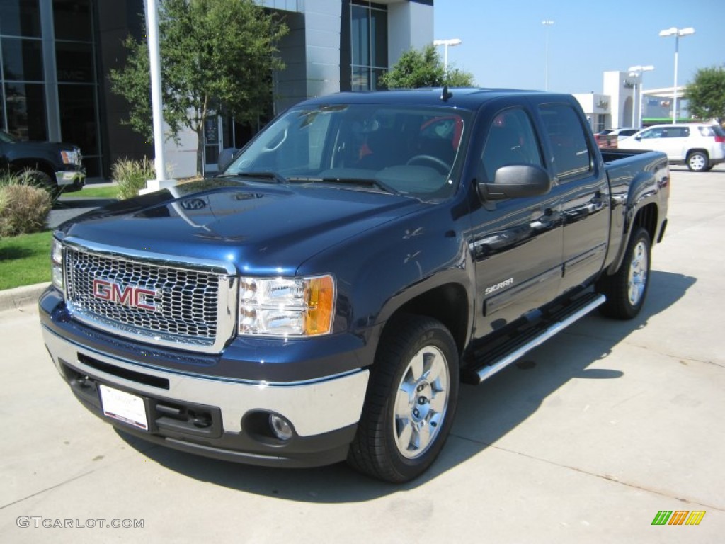 2011 Sierra 1500 SLE Crew Cab 4x4 - Midnight Blue Metallic / Ebony photo #1