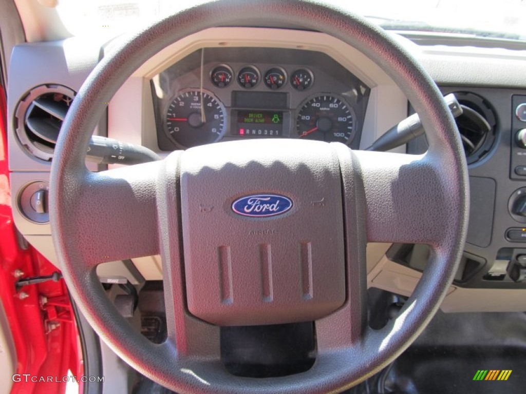 2008 Ford F450 Super Duty XL Regular Cab 4x4 Dump Truck Medium Stone Grey Steering Wheel Photo #51200699