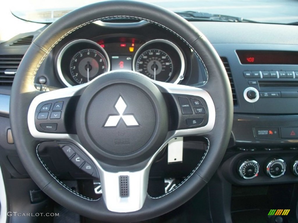 2011 Mitsubishi Lancer Evolution GSR Black Steering Wheel Photo #51205850