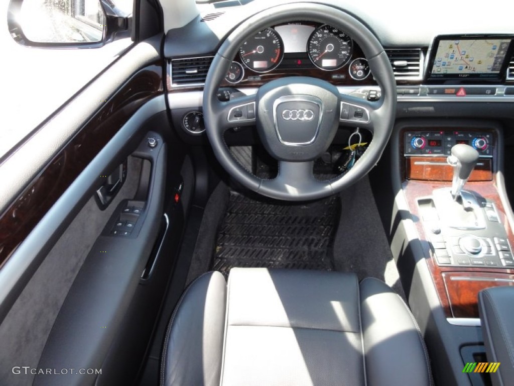2010 Audi A8 L 4.2 quattro Black Steering Wheel Photo #51208280