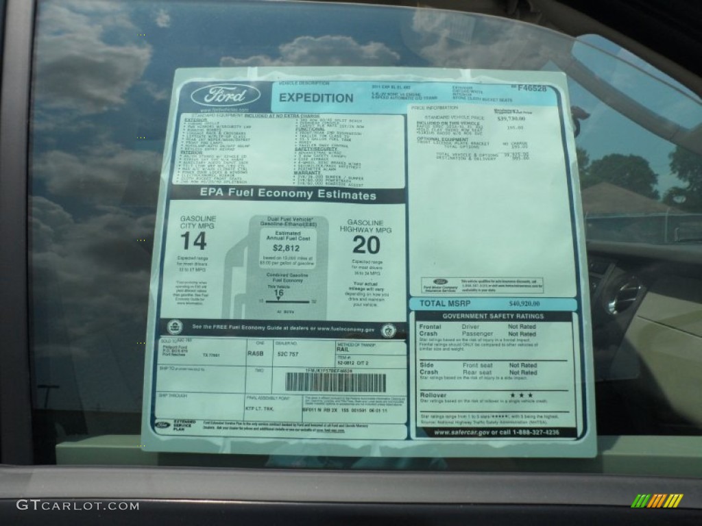 2011 Ford Expedition EL XL Window Sticker Photo #51211667