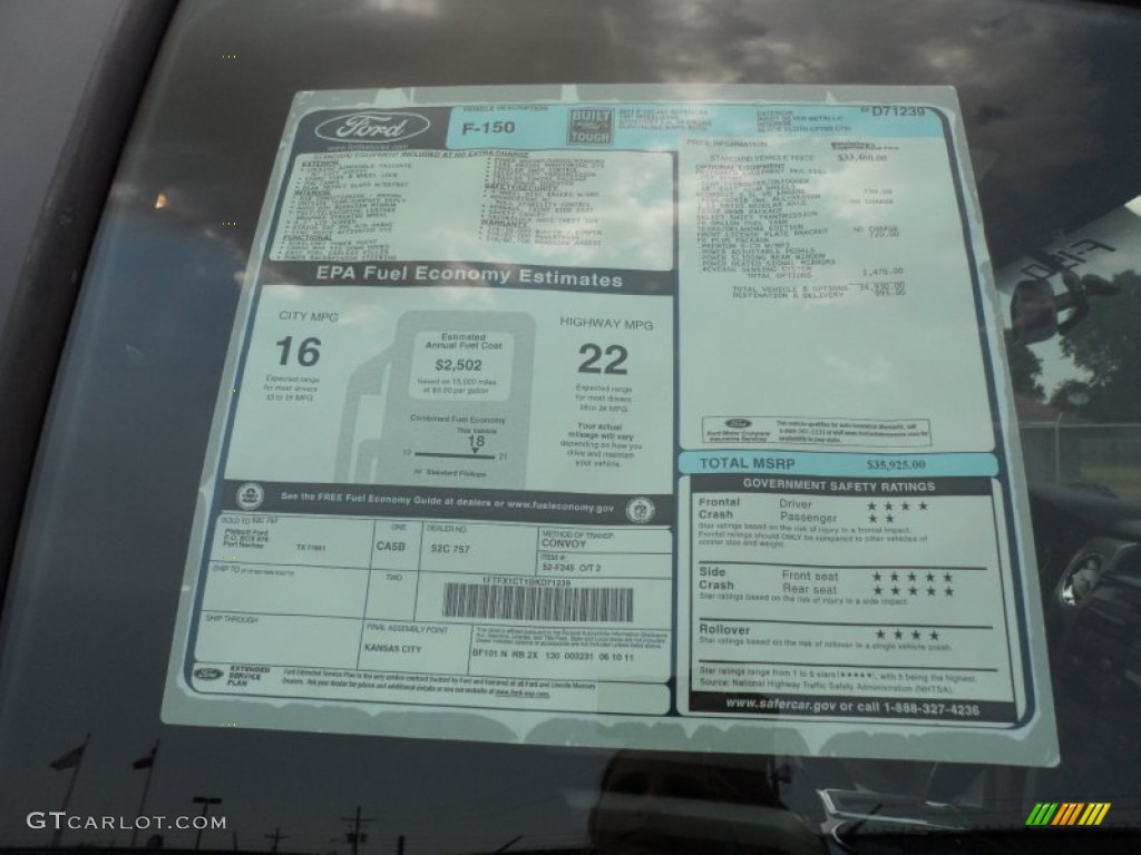 2011 Ford F150 FX2 SuperCab Window Sticker Photo #51215099