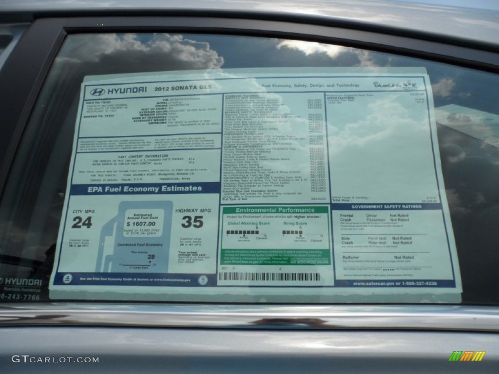 2012 Hyundai Sonata GLS Window Sticker Photo #51216773