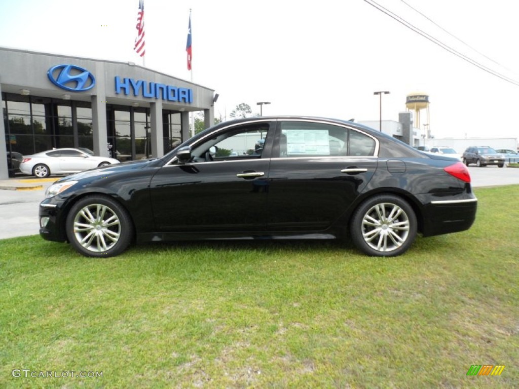 Black Noir Pearl 2012 Hyundai Genesis 3.8 Sedan Exterior Photo #51218030