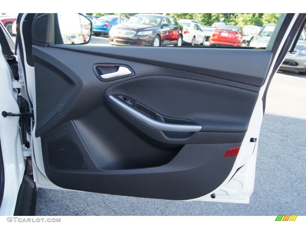 2012 Ford Focus Titanium 5-Door Charcoal Black Leather Door Panel Photo #51225050