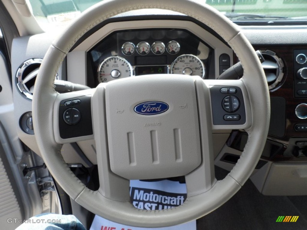 2010 Ford F250 Super Duty Lariat Crew Cab Medium Stone Steering Wheel Photo #51227552