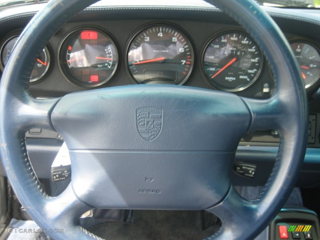 1996 Porsche 911 Turbo Classic Grey/Midnight Blue Steering Wheel Photo #51231665