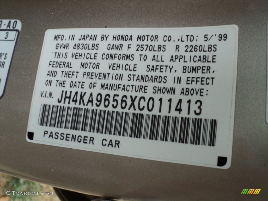 1999 Acura RL 3.5 Sedan Info Tag Photo #51232913