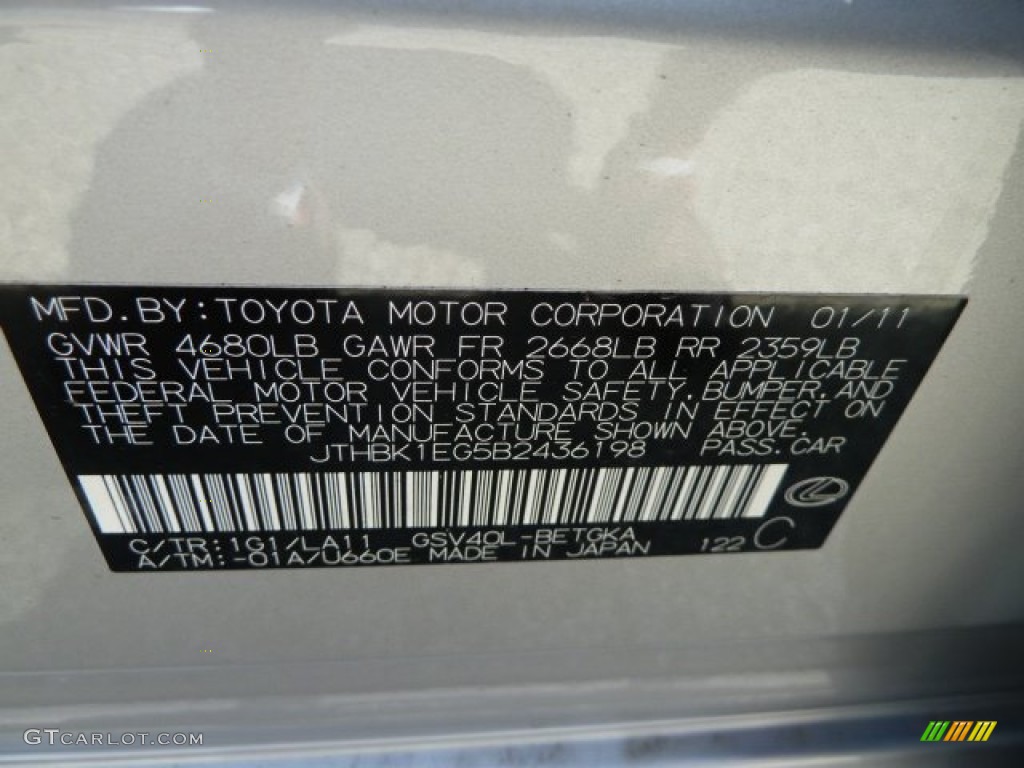2011 ES Color Code 1G1 for Tungsten Pearl Photo #51238961