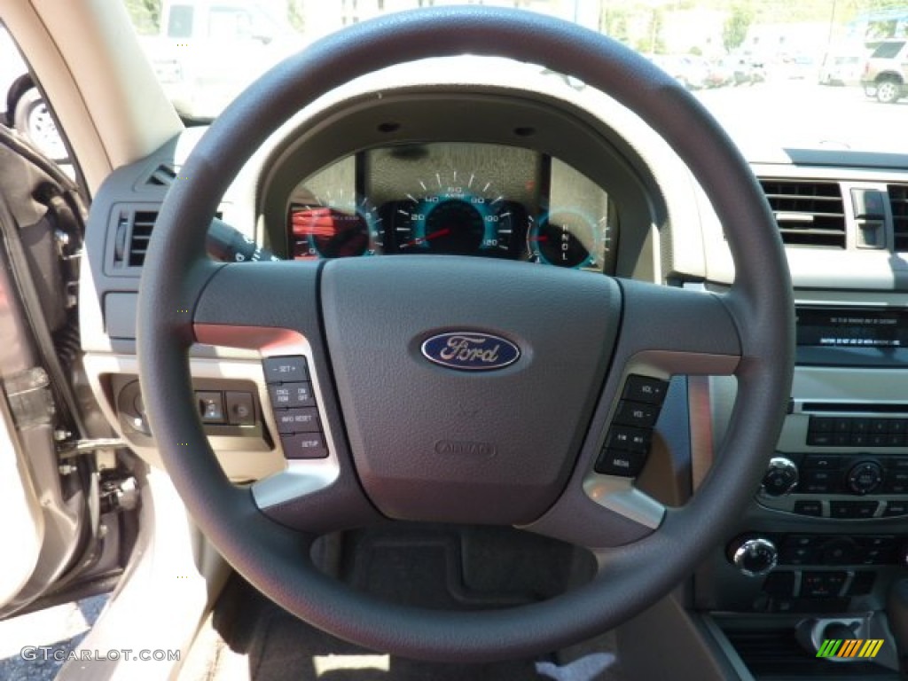 2012 Ford Fusion SE Medium Light Stone Steering Wheel Photo #51247751