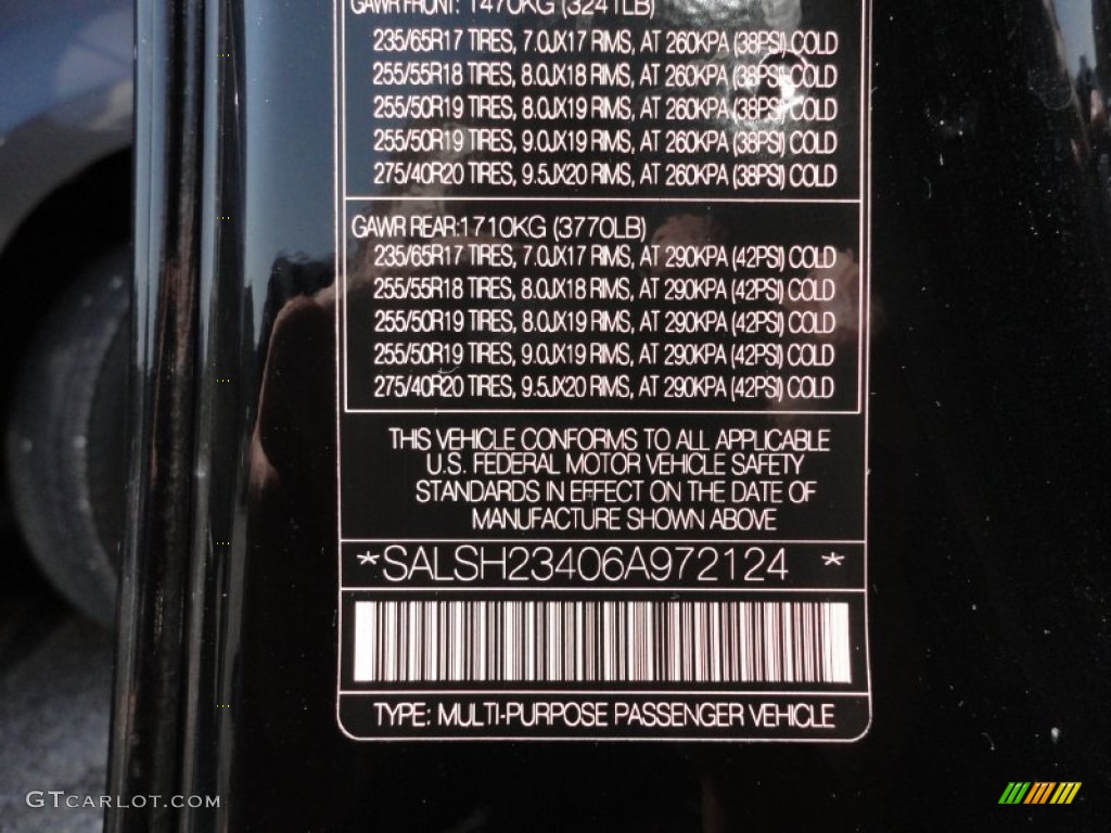 2006 Land Rover Range Rover Sport Supercharged Info Tag Photo #51248039