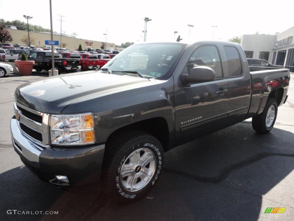 2011 Silverado 1500 LT Extended Cab 4x4 - Steel Green Metallic / Ebony photo #3