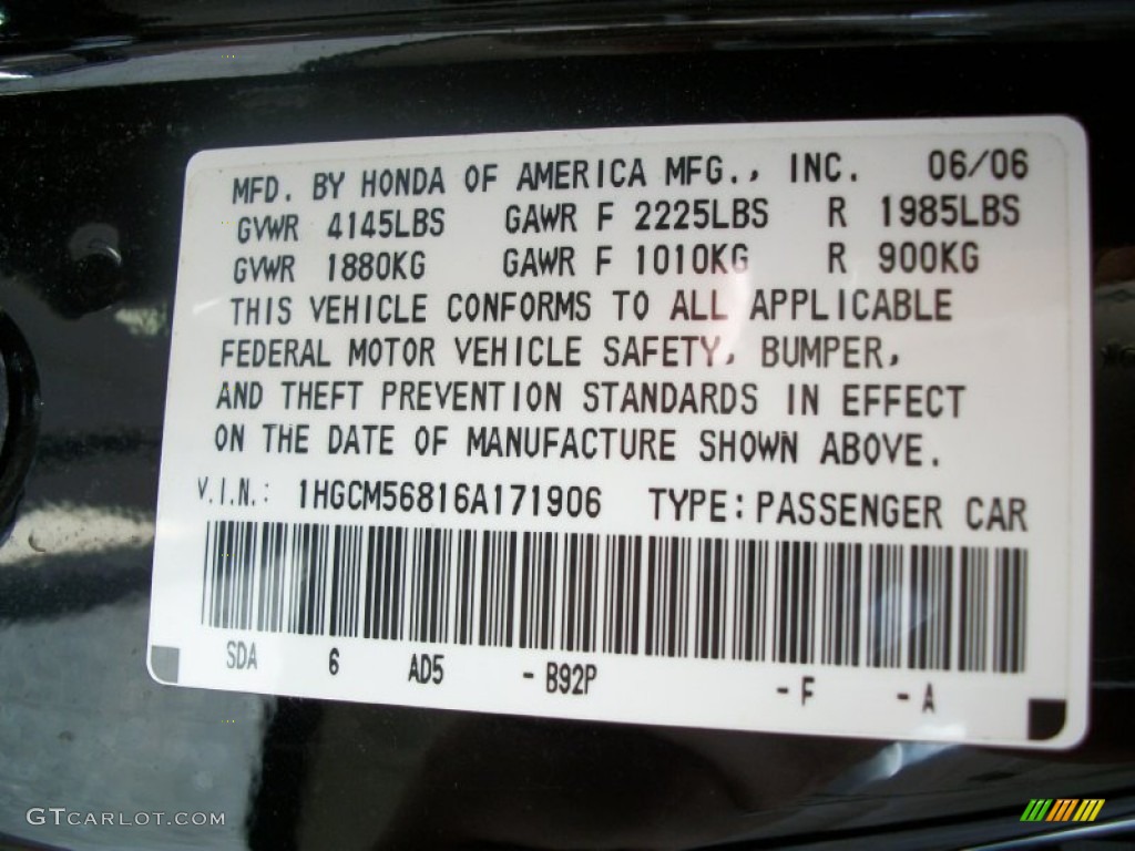 2006 Accord EX-L Sedan - Nighthawk Black Pearl / Ivory photo #33