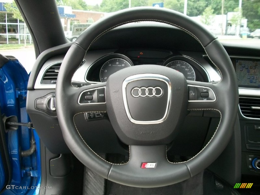 2009 Audi S5 4.2 quattro Pearl Silver Silk Nappa Leather Steering Wheel Photo #51264281