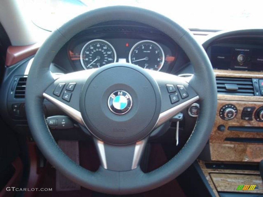2007 BMW 6 Series 650i Coupe Chateau Red Steering Wheel Photo #51264992