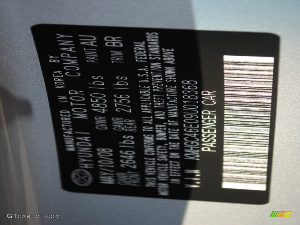 2009 Genesis Color Code AU for Platinum Metallic Photo #51277813