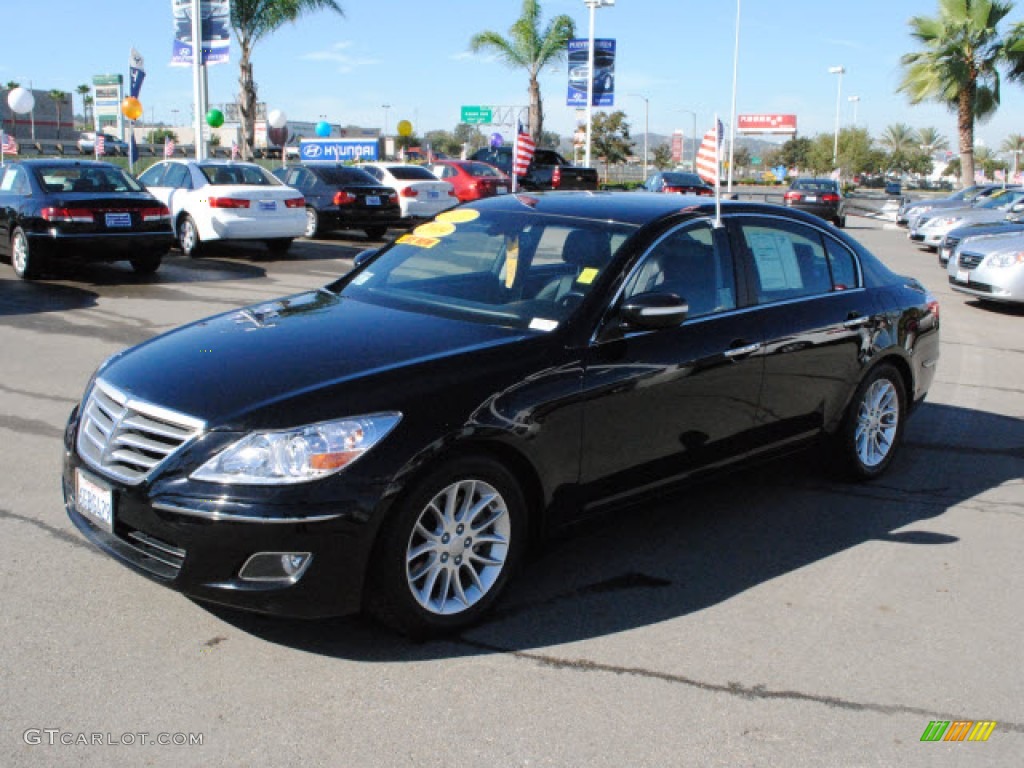 Black Noir Pearl 2009 Hyundai Genesis 3.8 Sedan Exterior Photo #51279040