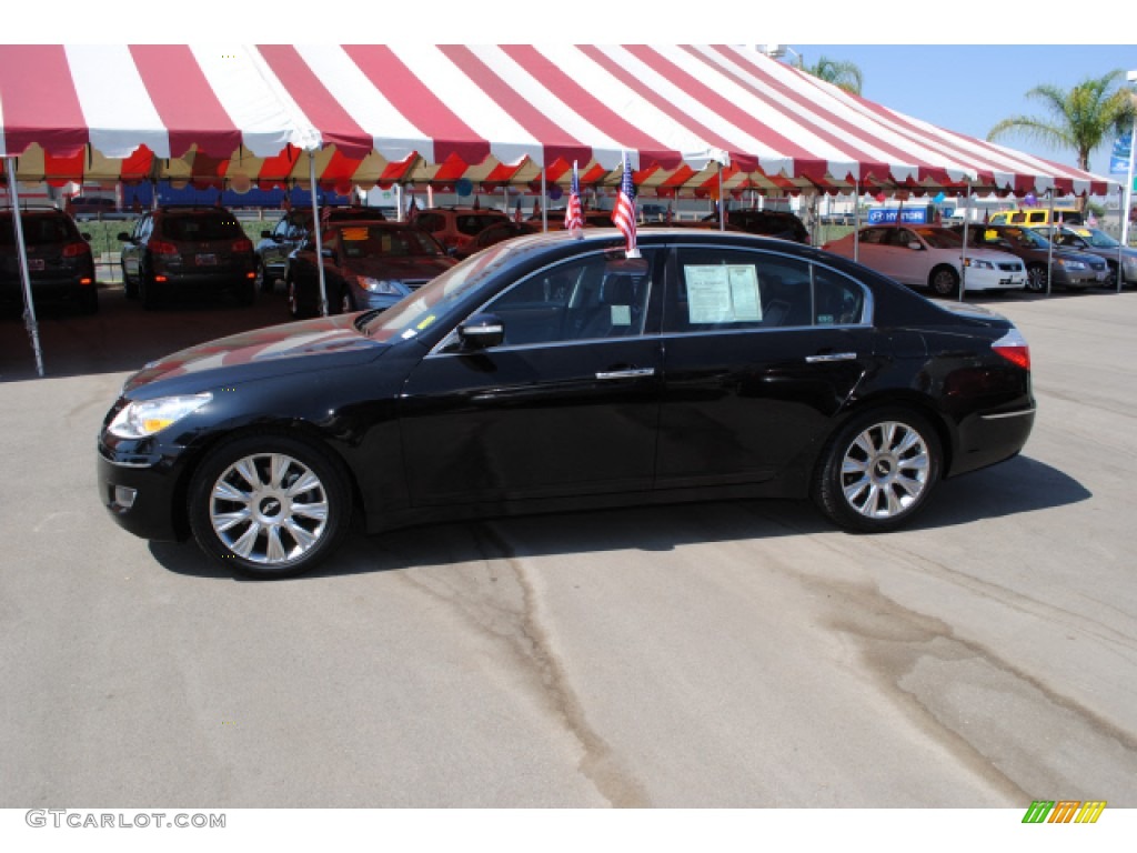 Black Noir Pearl 2009 Hyundai Genesis 3.8 Sedan Exterior Photo #51279676