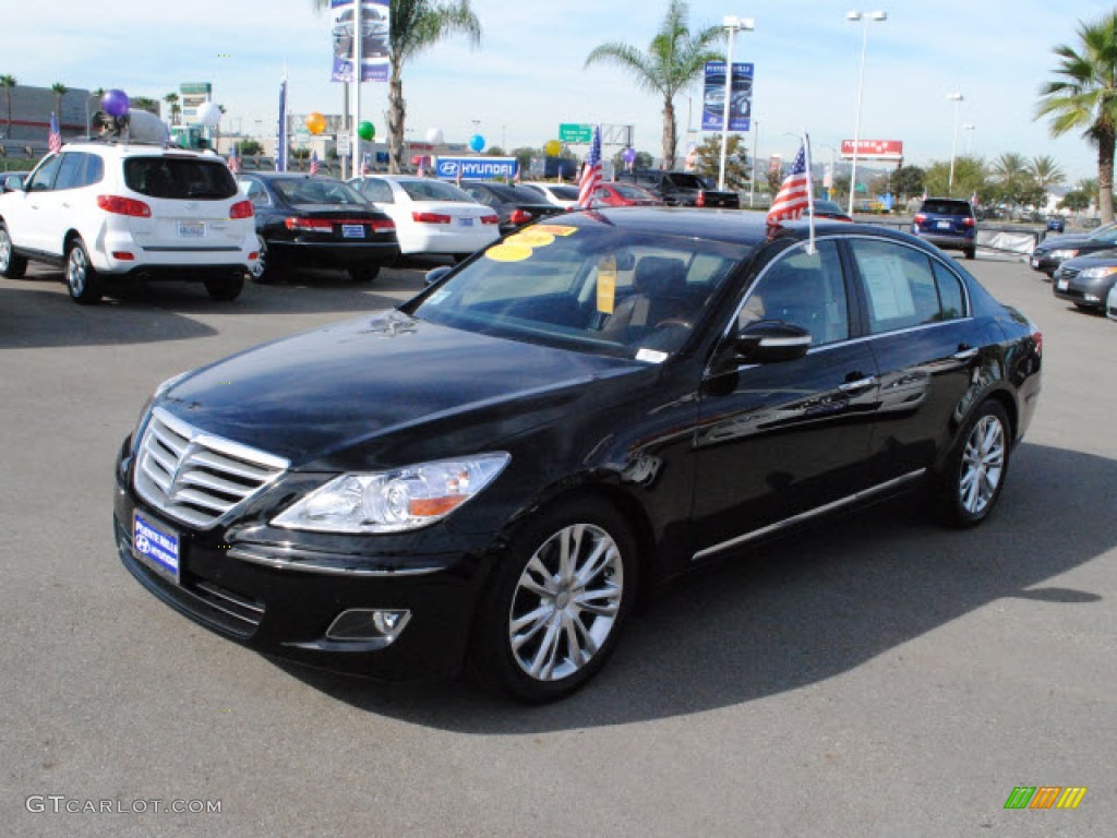 Black Noir Pearl 2009 Hyundai Genesis 4.6 Sedan Exterior Photo #51281146