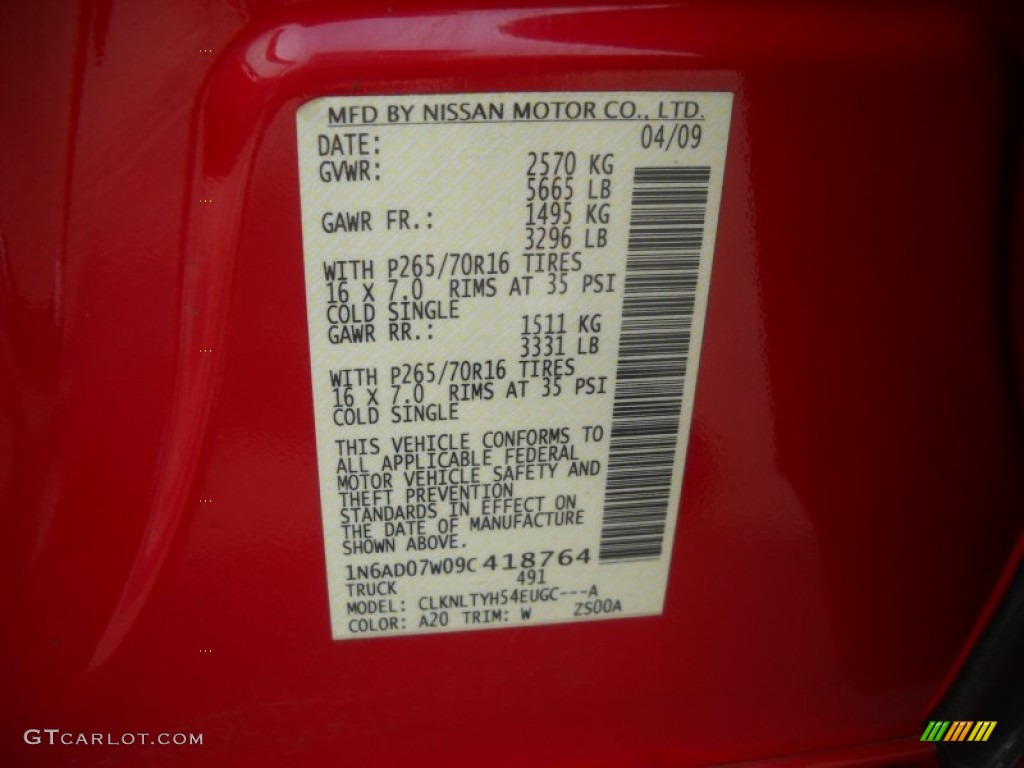 2009 Frontier Color Code A20 for Red Alert Photo #51283093