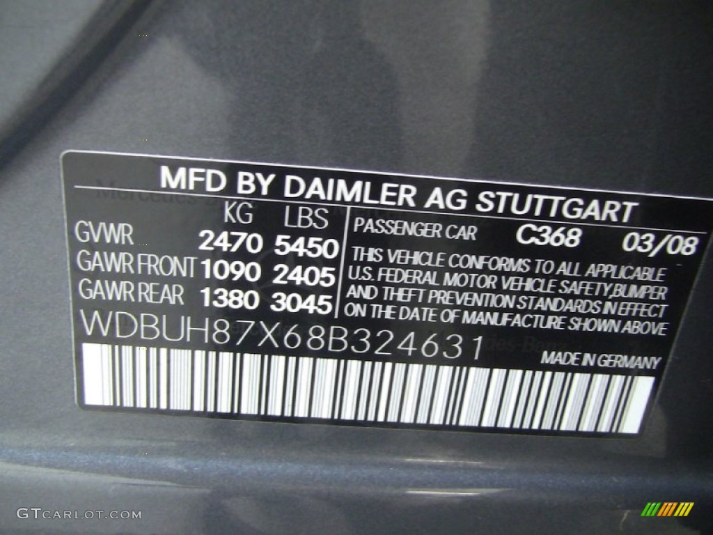2008 Mercedes-Benz E 350 4Matic Wagon Color Code Photos
