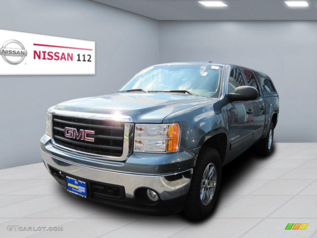 2008 Sierra 1500 SLE Crew Cab 4x4 - Stealth Gray Metallic / Ebony photo #1