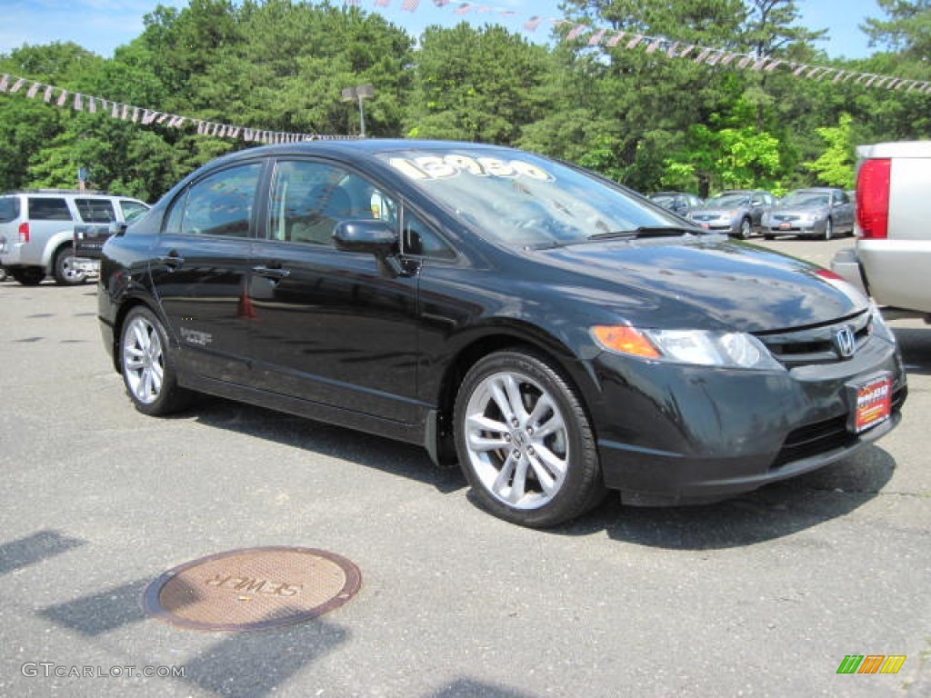 2007 Civic Si Sedan - Nighthawk Black Pearl / Black photo #4