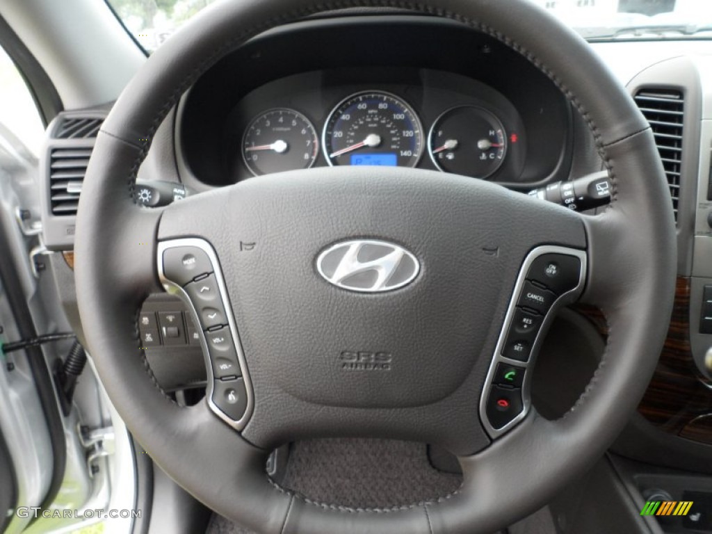 2011 Hyundai Santa Fe Limited AWD Cocoa Black Steering Wheel Photo #51311371