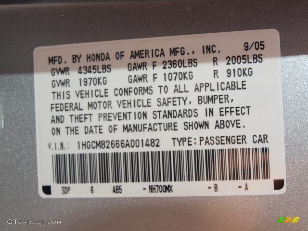 2006 Accord EX V6 Coupe - Alabaster Silver Metallic / Gray photo #17