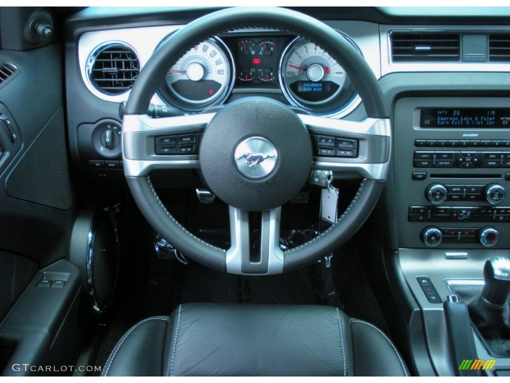 2011 Ford Mustang GT Premium Coupe Charcoal Black Steering Wheel Photo #51312925