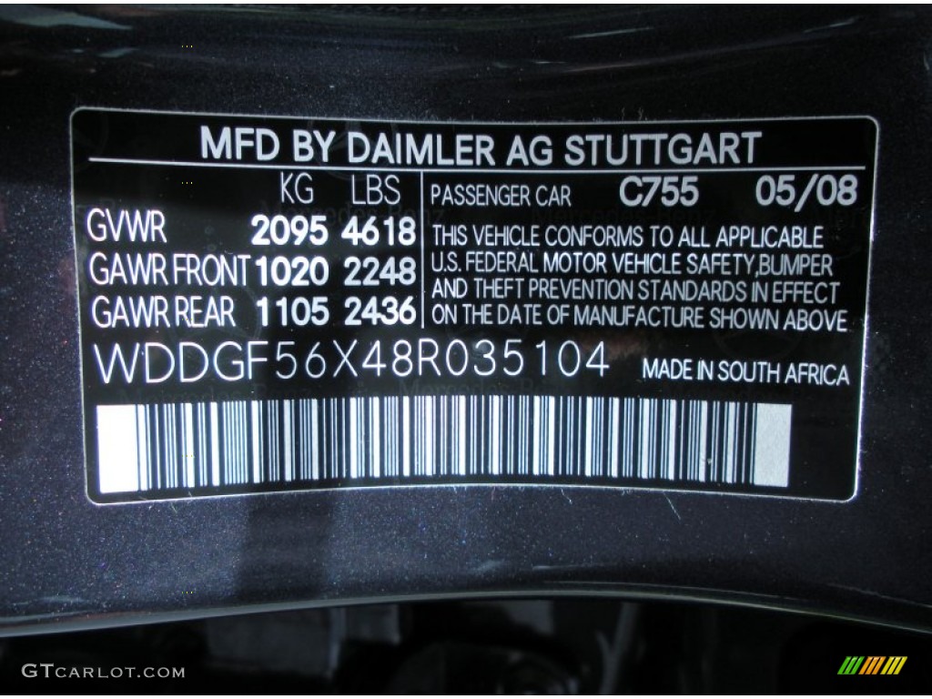 2008 C Color Code 755 for Steel Grey Metallic Photo #51317272