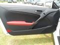 2011 Hyundai Genesis Coupe Black Leather/Red Cloth Interior Door Panel Photo