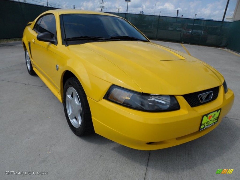 2004 Mustang V6 Coupe - Screaming Yellow / Dark Charcoal photo #1