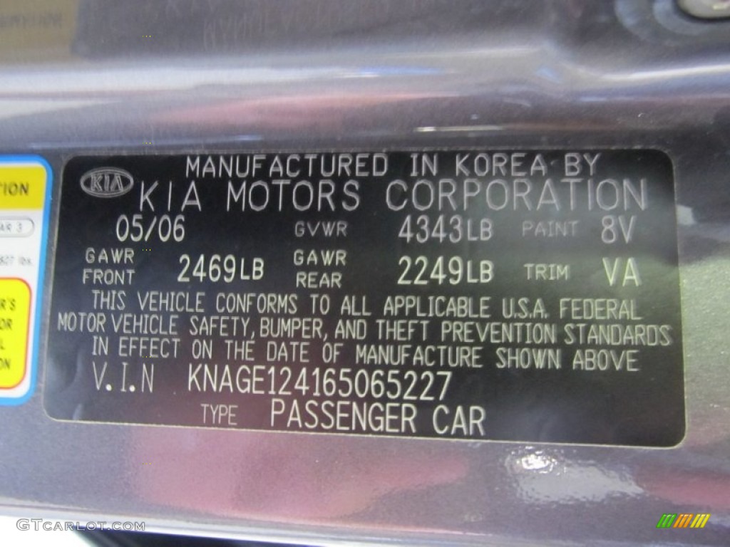 2006 Optima Color Code 8V for Midnight Gray Photo #51332917