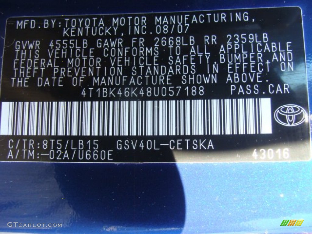 2008 Camry SE V6 - Blue Ribbon Metallic / Dark Charcoal photo #15