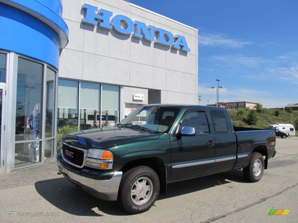 2001 Sierra 1500 SLE Extended Cab 4x4 - Polo Green Metallic / Neutral photo #1