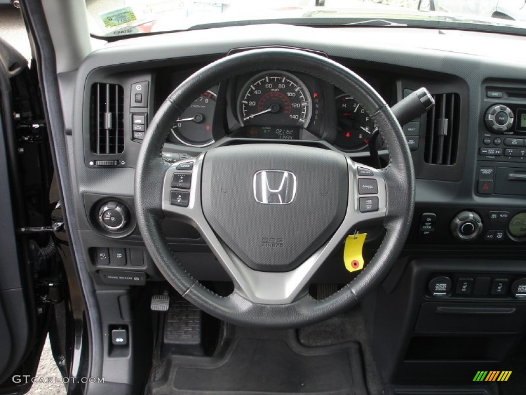 2010 Honda Ridgeline RTL Black Steering Wheel Photo #51384565