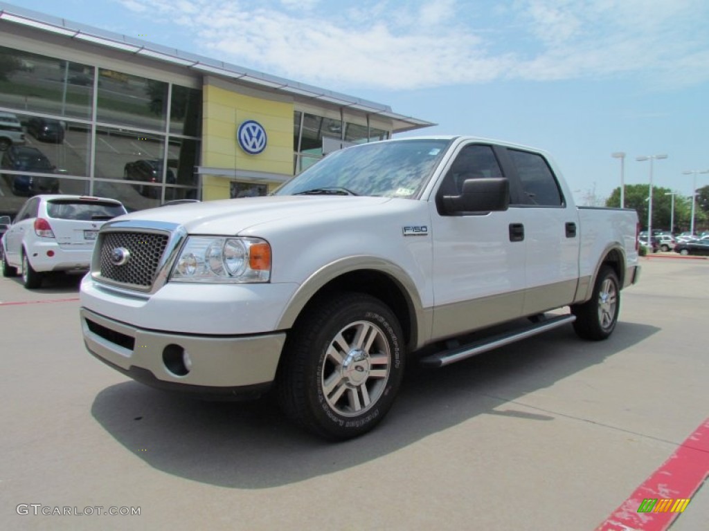 2008 F150 Lariat SuperCrew - Oxford White / Tan photo #1