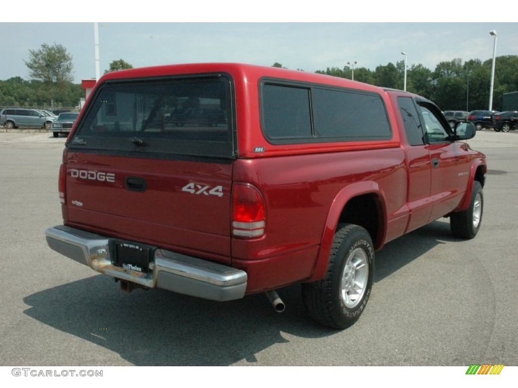 1999 Dakota SLT Extended Cab 4x4 - Metallic Red / Mist Gray photo #6