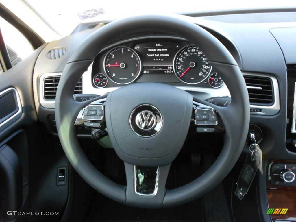 2011 Volkswagen Touareg TDI Lux 4XMotion Black Anthracite Steering Wheel Photo #51404318