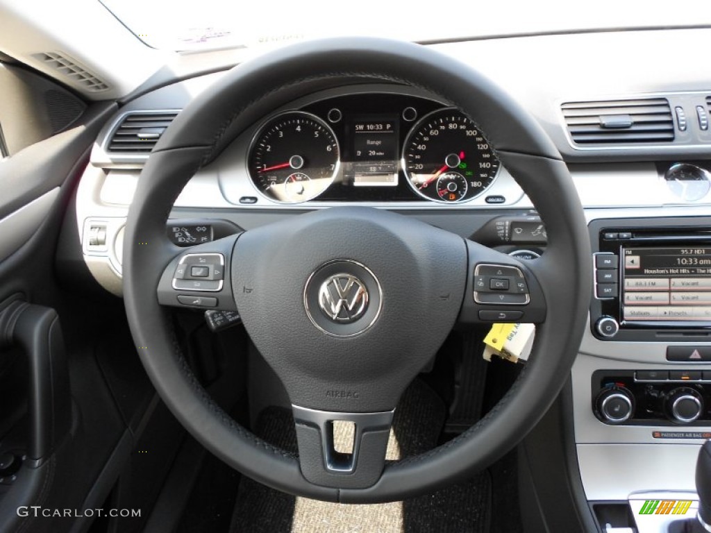 2012 Volkswagen CC Sport Black Steering Wheel Photo #51405309
