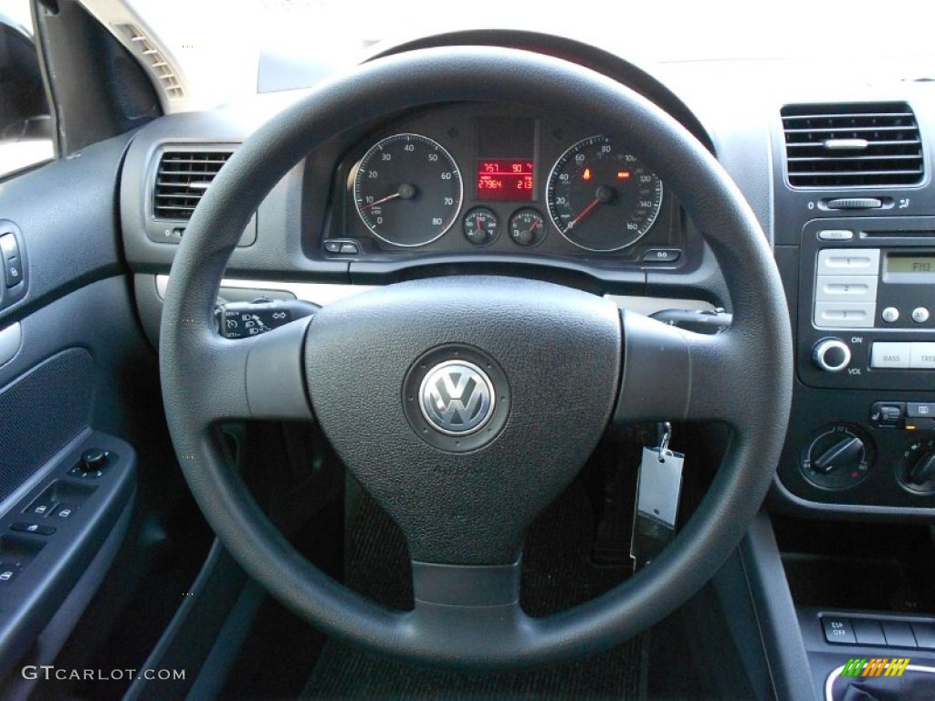 2009 Volkswagen Jetta S SportWagen Anthracite Steering Wheel Photo #51406278