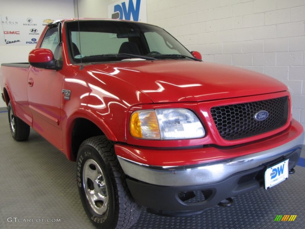 2002 F150 XLT Regular Cab 4x4 - Bright Red / Dark Graphite photo #1