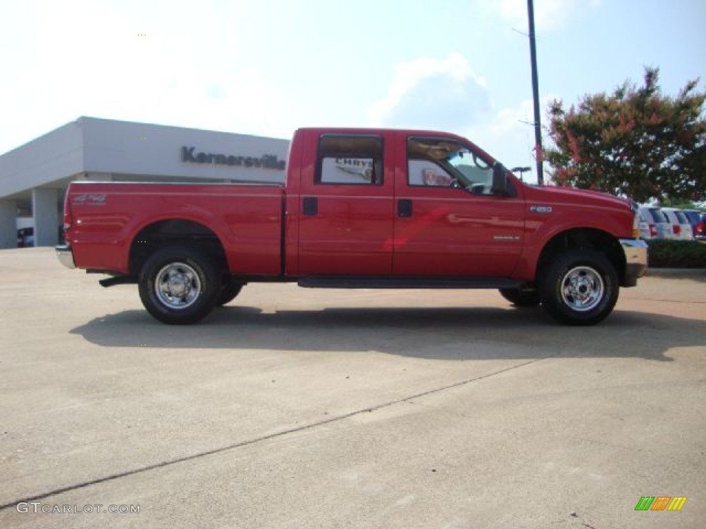 2002 F250 Super Duty Lariat Crew Cab 4x4 - Red Clearcoat / Medium Parchment photo #2