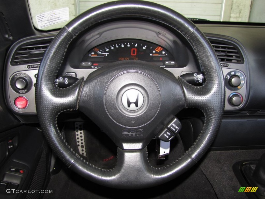 2000 Honda S2000 Roadster Black/Red Leather Steering Wheel Photo #51422641