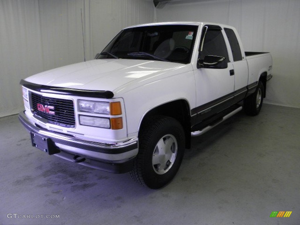 1998 Sierra 1500 SLE Extended Cab 4x4 - Olympic White / Dark Red photo #3