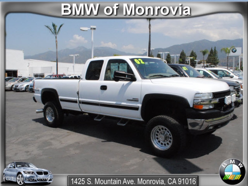 2002 Silverado 2500 LT Extended Cab 4x4 - Summit White / Tan photo #1